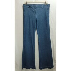 Theory Pants Blue Denim Wide‎ Leg Trousers Women's 8 Cotton Classic Stretch